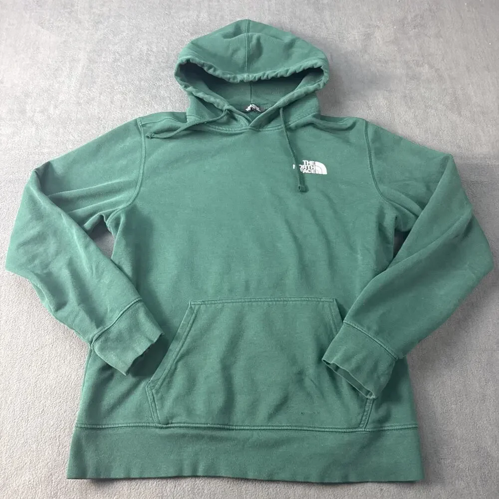 The North Face Green Mens Medium Heavy Hooded Pullover Sweatshirt Hoodie
